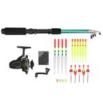 Alomejor Telescopic Fishing Rod Spinning Reel Combo Set Fishing Lures Kit Accessories and Carrier Bag for Saltwater Freshwater