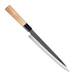 MITSUMOTO SAKARI Professional Japanese Sushi Chef Knife, 11 inch Single-Sided Tungsten Alloy Yanagiba Sashimi Knife, Kitchen Fish Filleting Knife (Fraxinus Mandshurica Handle & Gift Box)