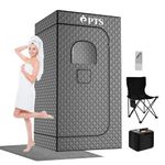 PTS Portable Steam Sauna Box - Thicken Cotton Personal Home Spa Sauna Tent with 3L 110V Steam Generator, 36'' x 36'' x 71'' Full Size Home Sauna Kits for Indoor Use, Gym, Pilates, Hot Tub (Black)