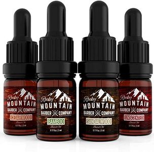 Beard Oil Sample Size Pack - Canadian Made - 4 Unique Beard Oil Varieties (5 ml each) - Cedarwood, Sandalwood, Bamboo & Unscented – Contains Essential Oil