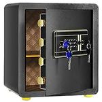 COSTWAY Safe Box, Electronic Steel Security Cabinet with 3 Opening Ways, Built-in Safe, Alarm System, Digital Keypad, Anti-peeping Design & 4 Keys for Home Office (without Built-in Safe, 36x31x41cm)