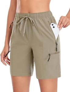 Nomolen Women's 7" Hiking Cargo Shorts Quick Dry Lightweight Athletic Outdoor Shorts for Workout with Zipper Pockets Khaki XL