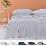 Bedbay Queen Sheet Set,100% Viscose from Bamboo,Silky Soft Cooling Sheets for Hot Sleepers,Luxury Queen Bed Sheets Deep Pocket Up to 16",Summer Bedding Set-Silvery Grey,Queen