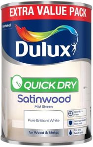 Dulux Quick Dry Satinwood Paint, White, 1.25L