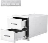 GarveeTech Outdoor Kitchen Drawers, Stainless Steel Flush Mount Double BBQ Storage Drawers, 14W x 23D x 15H Inches Built-in Access Drawers with Venting Panel for Kitchen Island Patio, Grill Station