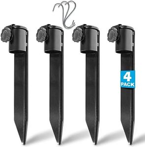 Montx Steel Torch Stakes - 4 Pack Ground Stake for Tiki Torch, Poles - Complete with 3 Stainless Steel S Hooks