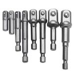 Dophee 8Pcs 1/4" 3/8" 1/2" Socket Adapter/Extension Set Impact Hex Shank Drill Bits Set for Drill CR-V Quick Change Nut Driver Socket Bit Set Adapters to Use with Drill Chucks or Screw Impact Drivers