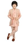 AHHAAAA Kids Ethnic Silk Blend Waistcoat Kurta Pyjama Sherwani Set For Boys