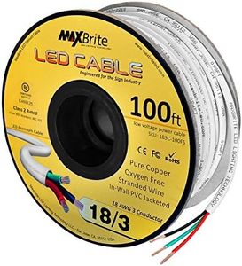 18AWG Low Voltage LED Cable 3 Conductor Jacketed In-Wall Speaker Wire UL/cUL Class 2 (100 ft reel)