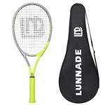 LUNNADE Adults Tennis Racket 27 Inch, Shockproof Carbon Fiber Tennis Racquet Light-Weight, Pre-Strung and Regrip, Suitable for Beginners to Intermediate Players