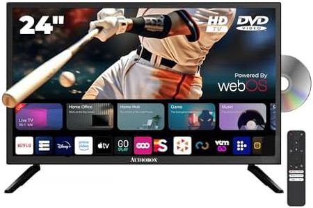 Audiobox Smart LED HDTV with Built-in DVD Player, AC/DC Compatible, Perfect for RVs, Movies, Gaming, HDMI, USB, 12V Included Cable, Ideal for Travel, & Home Entertainment