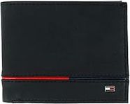 Tommy Hilfiger Men's Leather Leif RFID Bifold Wallet with Flip ID, Black