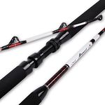 Fiblink Trolling Rod Saltwater Deep Dropper Big Game Rod Conventional Boat Roller Rod Carbon Fishing Pole (1 Piece - 6' - 80-120lbs)