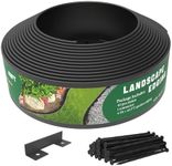 Mars Villa No Dig Landscape Edging 40FT with 40 Spikes, 4 Inch Tall Garden Edging Lawn Border, Landscape Edging for Garden, Flower Beds and Lawn (Black)