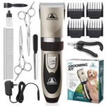 Pet Union Professional Dog Grooming Kit - Rechargeable, Cordless Pet Grooming Clippers & Dog Grooming Accessories, Low Noise & Suitable Dog Clippers, Cat Clippers and for Other Pets (Gold)