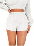 SOLY HUX Womens Elastic High Waisted Sweat Shorts Casual Comfy Lounge Summer Shorts Trendy Solid White XX-Large