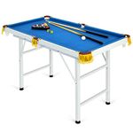 Goplus 47"/48‘’ Folding Billiard Table, Mini Pool Game Table with 2 Cue Sticks, 16 Balls, Triangle, Chalk, Indoor Portable Compact Pool Table for Kids Adults Family