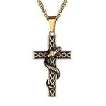 PROSTEEL Gold Filled Cross Snake Punk Necklace Pendant for Men Jewelry