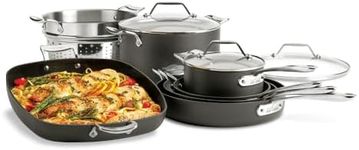 All-Clad Essentials Nonstick Cookware Set, 10 Piece, Grey