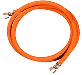 CAY Brass Nuts LPG Rubber Commercial Hose Pipe For Bhatti Gas Stove with Clamp Fitting, Orange.