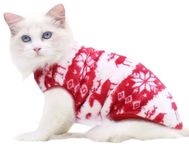 KUTKUT Cute Reindeer X-Mas Print Fashion Soft Flannel Fleece Shirt For Small Puppy/Cat, Winter Shirt For Shihtzu Puppy, Maltese, Papillon Etc. (Size: L, Chest: 45Cm, Back Length: 35Cm)