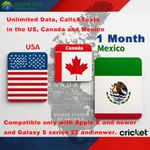 North America Travel SIM Card Cricket Prepaid USA Sim Card Unlimited Data, Talks & Texts in USA, Canada and Mexico(1 Month)