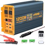 MWXNE 1200 Watt Pure Sine Wave Power Inverter DC 12V to 110V AC Converter with Dual AC Outlets, PD60W/QC3.0 Fast Charging USB Ports, Car Solar Inverter with LCD Display for Home RV Truck