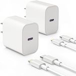 iPhone Fast Charger [Apple MFi Certified] 20W PD USB C Wall Charger Block with 6FT USB C to Lightning Cable & Apple Charger for iPhone 14/13/12/11 Pro/Max/XR/XS/Plus/iPad/Air Pods/Pro (2 Pack)