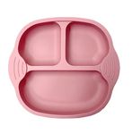 HEXONIQ® Baby Silicone Suction Plates, Baby Weaning Plate, Unbreakable Baby Plates with Suction for Toddlers Kids Self Feeding - Non-Slip Suction Divided Plate Suitable for High Chairs & Table (Pink)