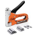 Heavy Duty Staple Gun, BeiHeng 3 in 1 Upholstery Staple Nail Steel Gun with 1200 Staples, Manual Brad Nailer Power Adjustment Stapler Gun for Wood, Crafts, Carpentry, Decoration DIY