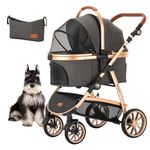 Kenyone Pet Stroller 3 in 1 for Medium Small Size Dogs Luxury Large Cat Stroller Detachable Carrier for Puppy, Kitty, Doggie (C510L Dark Gray)