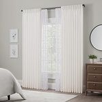 WAVERLY Serendipity 10 Pinch Pleat Light Filtering Rod Pocket Window Curtain for Living Room (1 Panel), 50 in x 84 in, White