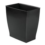 iDesign Spa Rectangular Trash Can, Waste Basket Garbage Can for Bathroom, Bedroom, Home Office, Dorm, College, 2.5 Gallon, Black