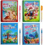 Reusable Magical Water Painting Book for 2-5 Years Kids with Magic Doodle Pen Quick Dry Coloring Paint Books Drawing Child Educational Toy Magic Book Water Paint for Kids (Random Designs) 4 Books