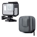 GEPULY Frame Mount Case Housing Shell + Portable Mini Camera Bag Travel Protective Carrying Case Compatible with GoPro Hero 5/6/7 Black White Silver Hero(2018) Camera