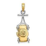 14k Rhodium 3-D Lawn Mower Charm