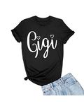 Go All Out Adult Gigi Grandma Hearts T-Shirt, Black, S