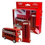 London Souvenir Pencil Sharpeners Set - Die Cast Metal Sharpener - British Souvenir England UK Gift - 2 x London Icons Pencil Sharpener Red Bus & Telephone Box