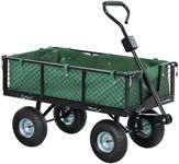 Outsunny Garden Trolley Cart, Heavy Duty Festival Trolley with Removable Liner, Quick-Release Sides, 10" Pneumatic Wheels, 180° Rotating Handle, 300kg Capacity, Green