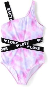 PATPAT Swimsuits for Girls One Piece Bathing Suit Monokini Swimwear Beachwear, Pink-1, 13-14 Years
