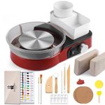 Pottery Wheel Set with air Dry Clay and Pottery Tools (red)