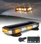 LUMENIX Rooftop Strobe Beacon Lights Bar White Amber LED Emergency Traffic Security Lightbar Magnetic Base Warning Flashing Light for Construction Vehicles Trucks Postal Mail Carrier Snow Plow