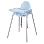 MSTI Convertible Baby High Chair, Convertible to HGH Chair, Low Chair, & Booster Seat, Certified as per European Standard, Essential for Baby Feeding (with Tray, Light Blue) no Foot Rest