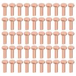 uxcell 100Pcs Copper Solid Rivets, 3/32" x 5/16" Flat Head Rivet Metal Fasteners for Electrical Applications, Leather Working Supplies