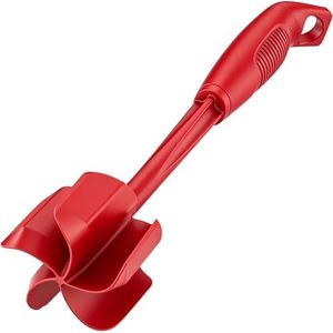 Ourokhome Upgrade Meat Chopper and Potato Masher, Heat Resistant Ground Meat Smasher for Hamburger, 5 Curved Blades Ground Beef Smasher, Nylon Non Stick Mixer, Stirrer and Kitchen Gadgets, Red