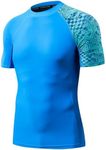 HUGE SPORTS Men's Splice UV Sun Protection UPF 50+ Skins Rash Guard (Blue Digital,XL)