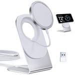 Magnetic Wireless Charger Mag Charger for iPhone 17/16/15/14/13/12 Series Convertible Magnet Wireless Charging Stand/Pad with 5ft Cable for iPhone and AirPods 2/3/Pro 2/Pro