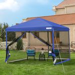 VIVOHOME 8x8ft Easy Pop-Up Canopy, Outdoor Screen Tent with Mosquito Netting, 2 Zipper Doors, and Roller Bag for Yard Camping Picnic Party Events, Blue