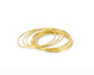 JWELCART Women's Plain Thin Wire Handmade Metal Bangles in 18k Gold Plated (Set of 8 Piece) (2.5)