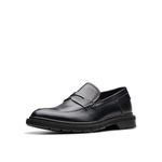 Clarks Collection Men's Burchill Penny Loafer, Black Leather, 12 Medium US